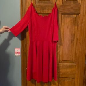 Lulu’s off the shoulder 3/4 sleeve red mini dress